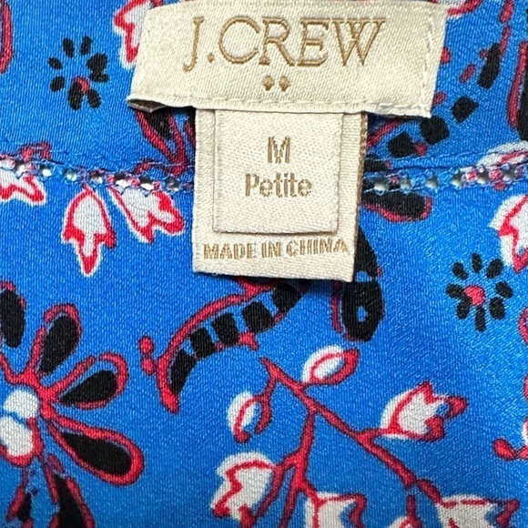 J.Crew Petite Ditsy Floral Print V-Neck Pop-Over Blouse Button Cuffs Peasant - Picture 5 of 9